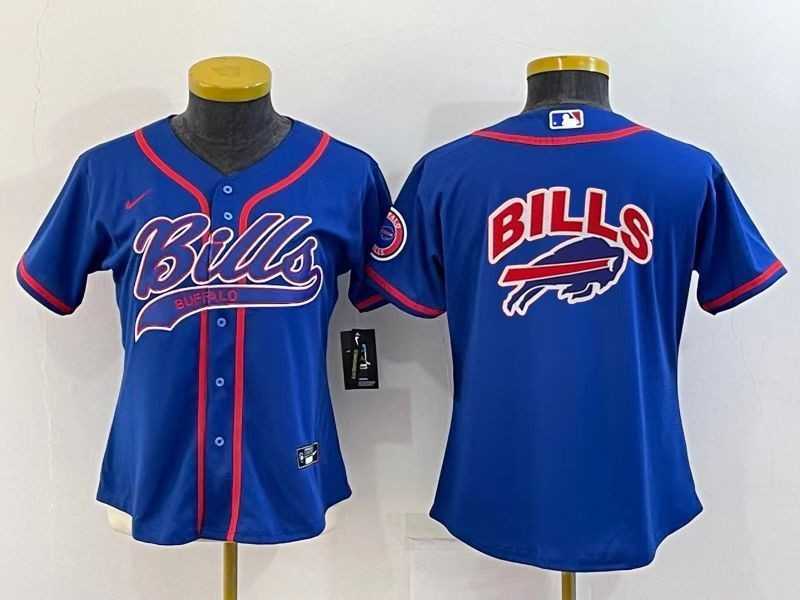 Women%27s Buffalo Bills Royal Team Big Logo With Patch Cool Base Stitched Baseball Jersey->women nfl jersey->Women Jersey